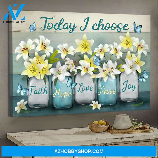 Jesus - Lily in jar - Today I choose joy - Landscape Canvas Prints, Wall Art