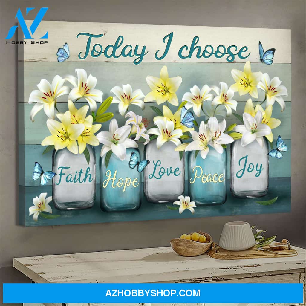 Jesus - Lily in jar - Today I choose joy - Landscape Canvas Prints, Wall Art