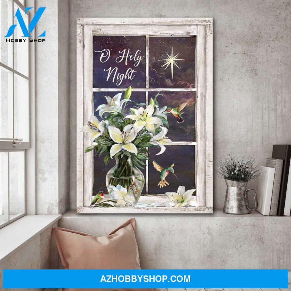 Jesus - Lily vase on window - A holy night - Portrait Canvas Prints, Wall Art