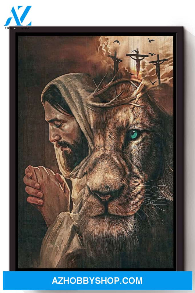 Jesus Lion Cross Christian Wall Art Gift For Christmas Canvas And Poster, Wall Decor Visual Art