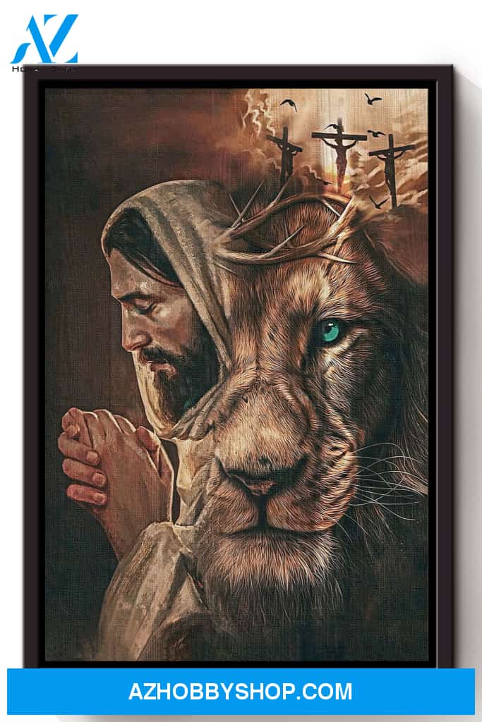 Jesus Lion Cross Christian Wall Art Gift For Christmas Canvas And Poster, Wall Decor Visual Art