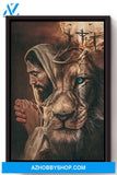 Jesus Lion Cross Christian Wall Art Gift For Christmas Canvas And Poster, Wall Decor Visual Art