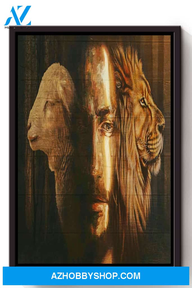 Jesus Lion Lamb Christian Wall Art Gift For Christmas Canvas And Poster, Wall Decor Visual Art