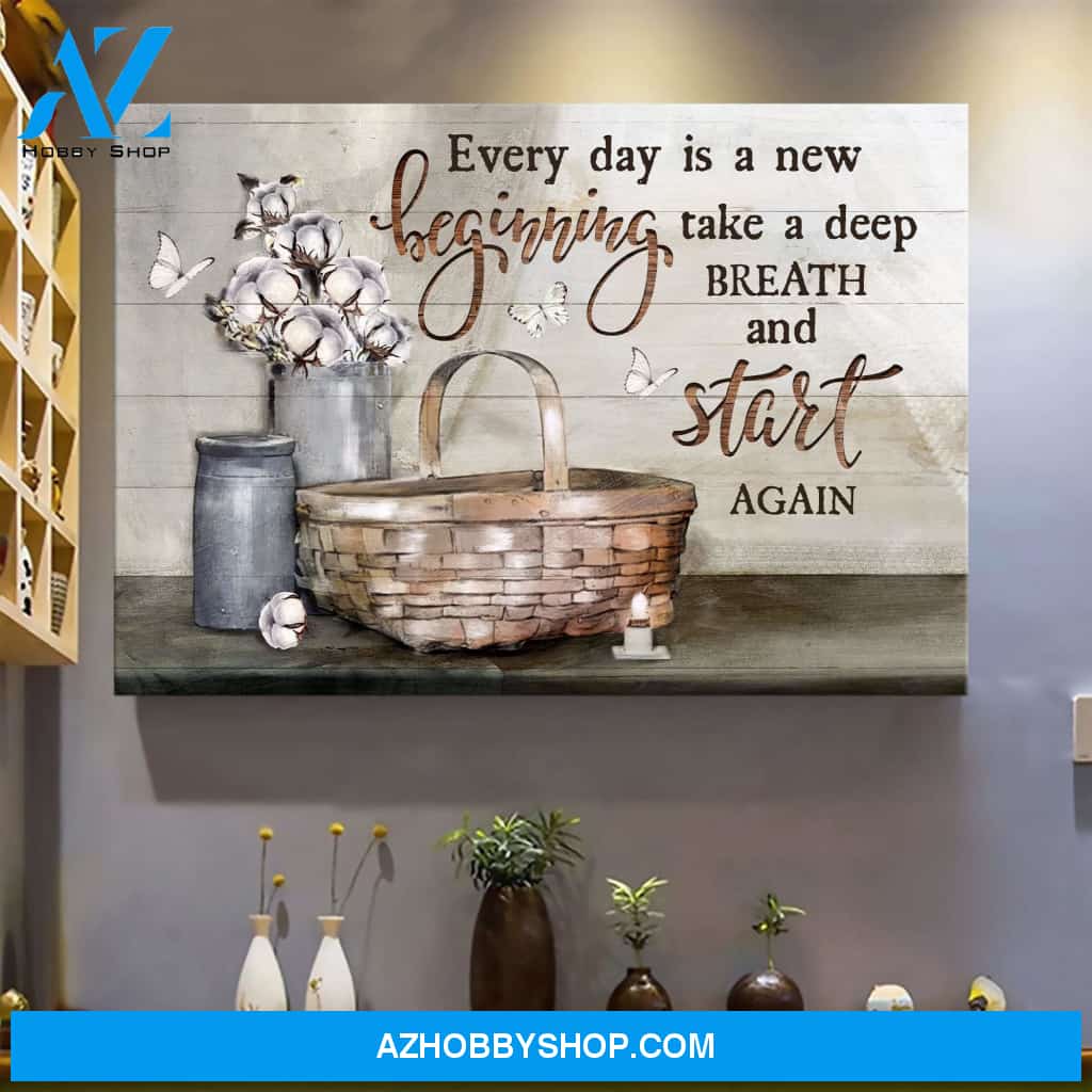 Jesus - Little basket - Every day is a new beginning - Landscape Canvas Prints - Wall Art