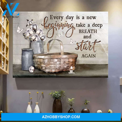 Jesus - Little basket - Every day is a new beginning - Landscape Canvas Prints - Wall Art