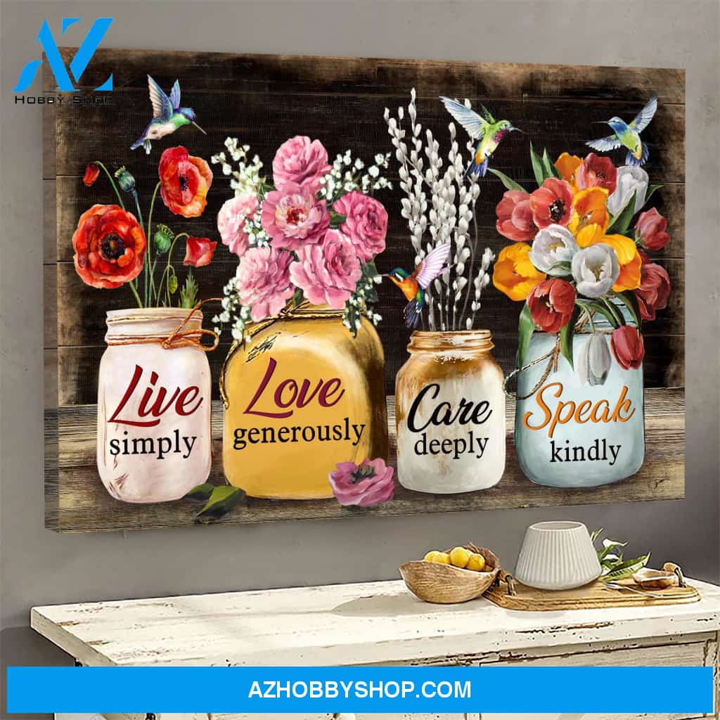 Jesus - Live simply, Care deeply & Speak kindly - Landscape Canvas Prints, Wall Art
