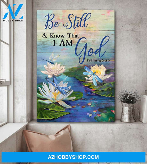 Jesus - Lotus lake - Be still and know that I am God - Portrait Canvas Prints, Wall Art