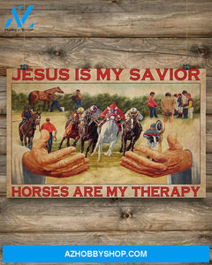 Jesus My Savior Horses My Therapy Easter Canvas Wall Art, Wall Decor Visual Art, Canvas Decor