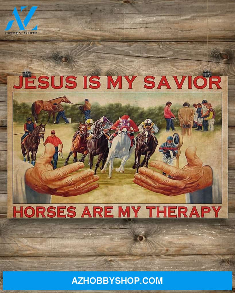 Jesus My Savior Horses My Therapy Easter Canvas Wall Art, Wall Decor Visual Art, Canvas Decor