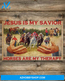 Jesus My Savior Horses My Therapy Easter Canvas Wall Art, Wall Decor Visual Art, Canvas Decor