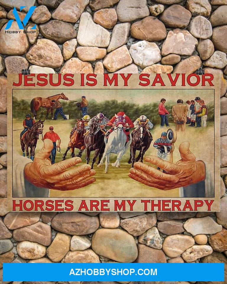 Jesus My Savior Horses My Therapy Easter Canvas Wall Art, Wall Decor Visual Art, Canvas Decor