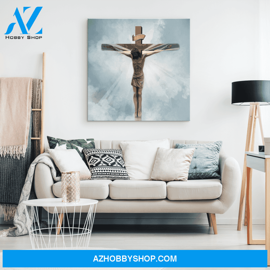 Jesus on the Cross Canvas, Wall Art, Home Decor, Gift for Her, Gift for Him