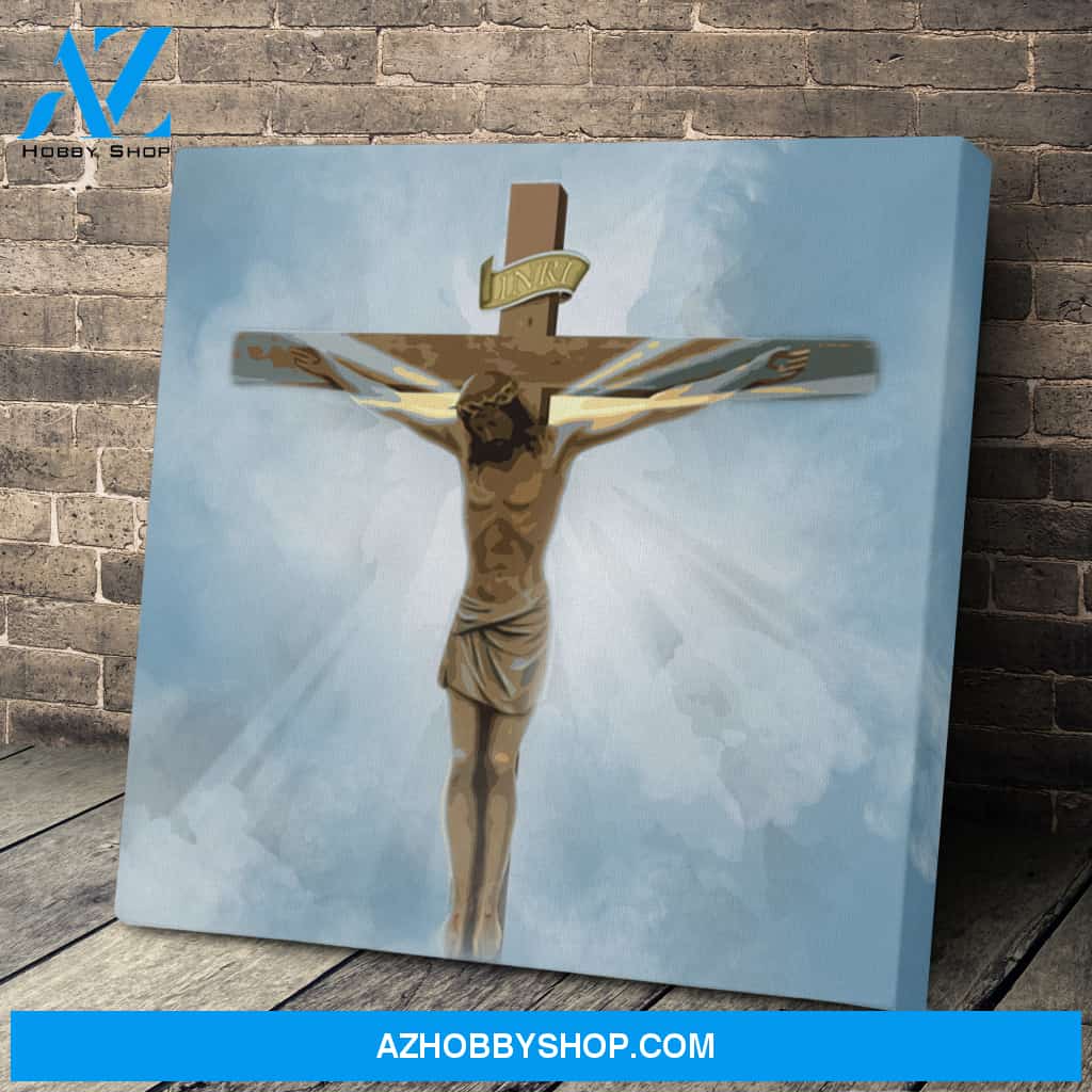 Jesus on the Cross Canvas, Wall Art, Home Decor, Gift for Her, Gift for Him