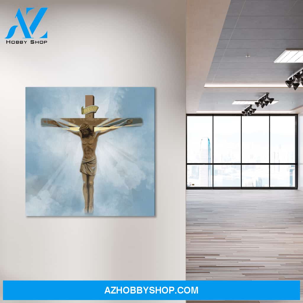 Jesus on the Cross Canvas, Wall Art, Home Decor, Gift for Her, Gift for Him