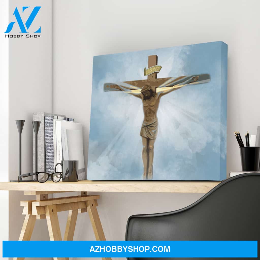 Jesus on the Cross Canvas, Wall Art, Home Decor, Gift for Her, Gift for Him