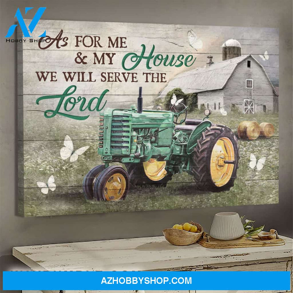 Jesus - On the peaceful farm - me & my house will serve the Lord - Landscape Canvas Prints, Wall Art