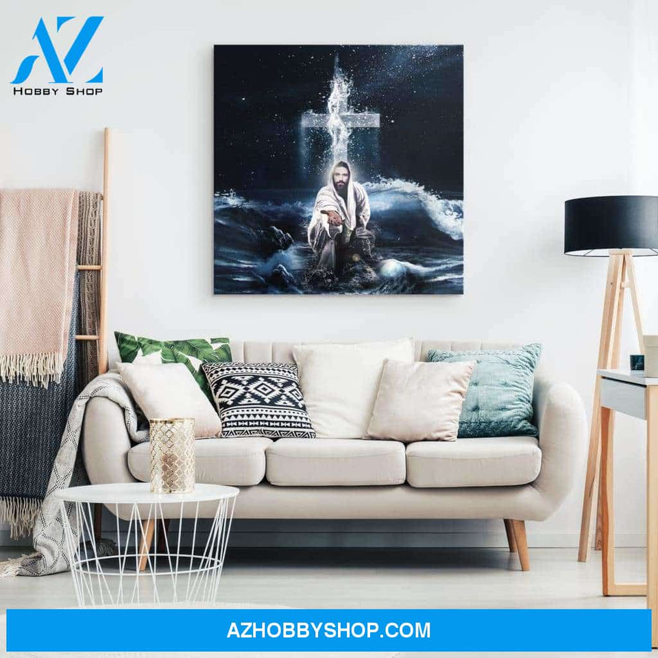 Jesus Outstretched Hands Saves Canvas And Poster, Canvas Wall Art, Wall Decor Visual Art