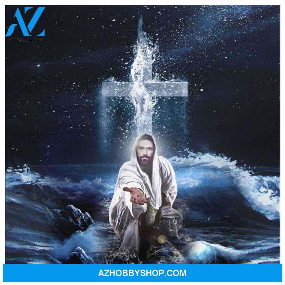 Jesus Outstretched Hands Saves Canvas And Poster, Canvas Wall Art, Wall Decor Visual Art