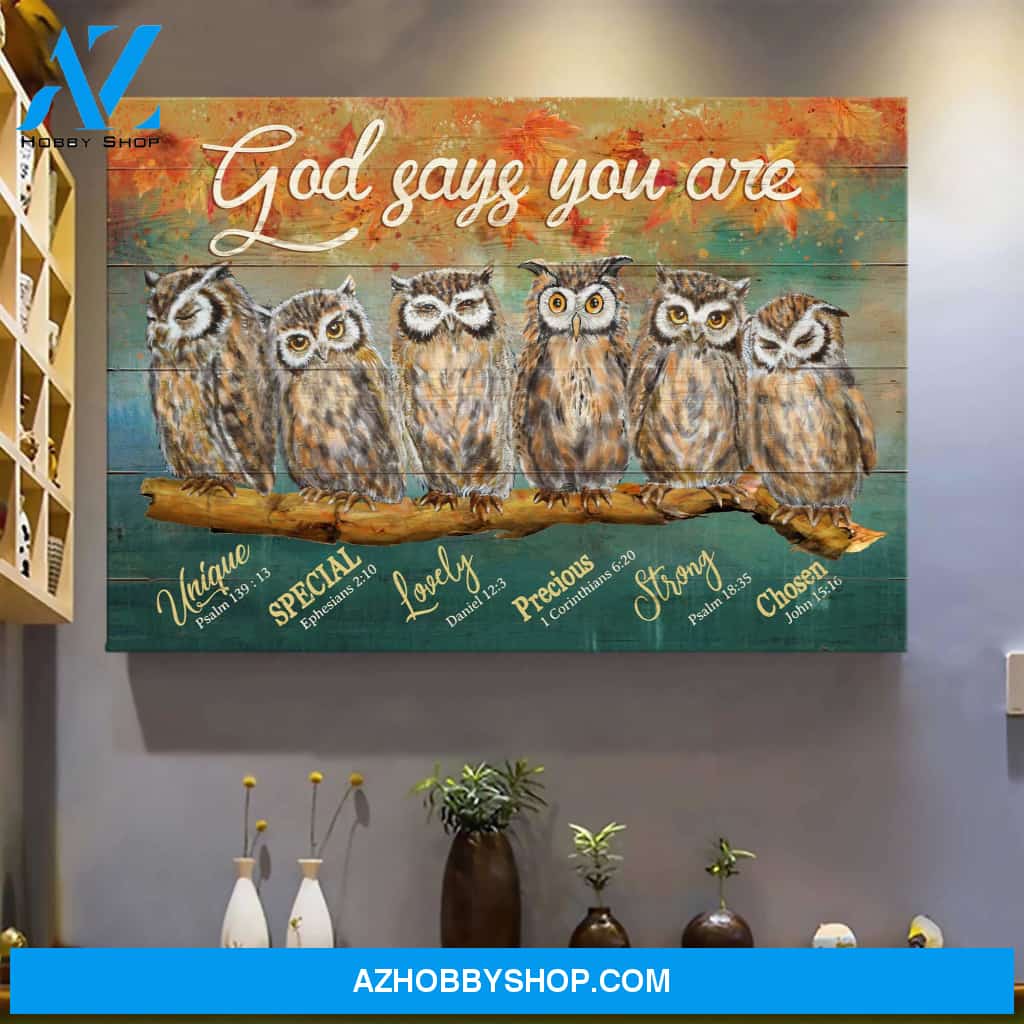 Jesus - Owls - God says you are - Landscape Canvas Prints, Wall Art