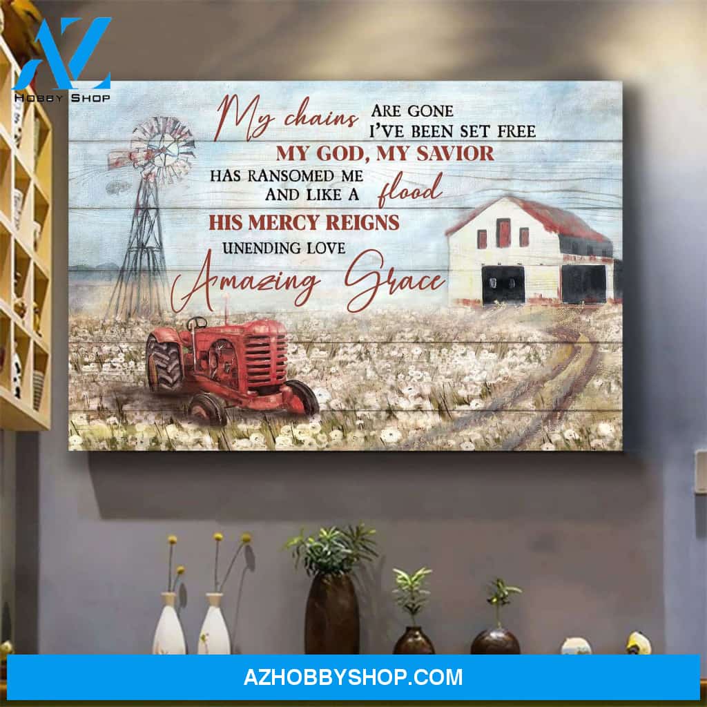 Jesus - Peaceful farm - His mercy reigns Unending love - Landscape Canvas Prints - Wall Art