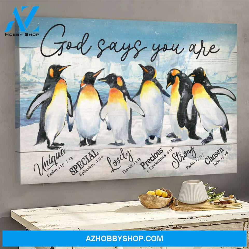 Jesus - Penguin- God says you are - Landscape Canvas Prints, Wall Art