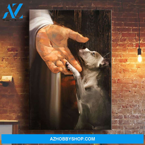 Jesus - Pitbull In the hand of God - Portrait Canvas Prints, Wall Art