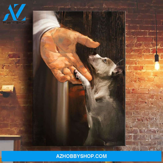 Jesus - Pitbull In the hand of God - Portrait Canvas Prints, Wall Art