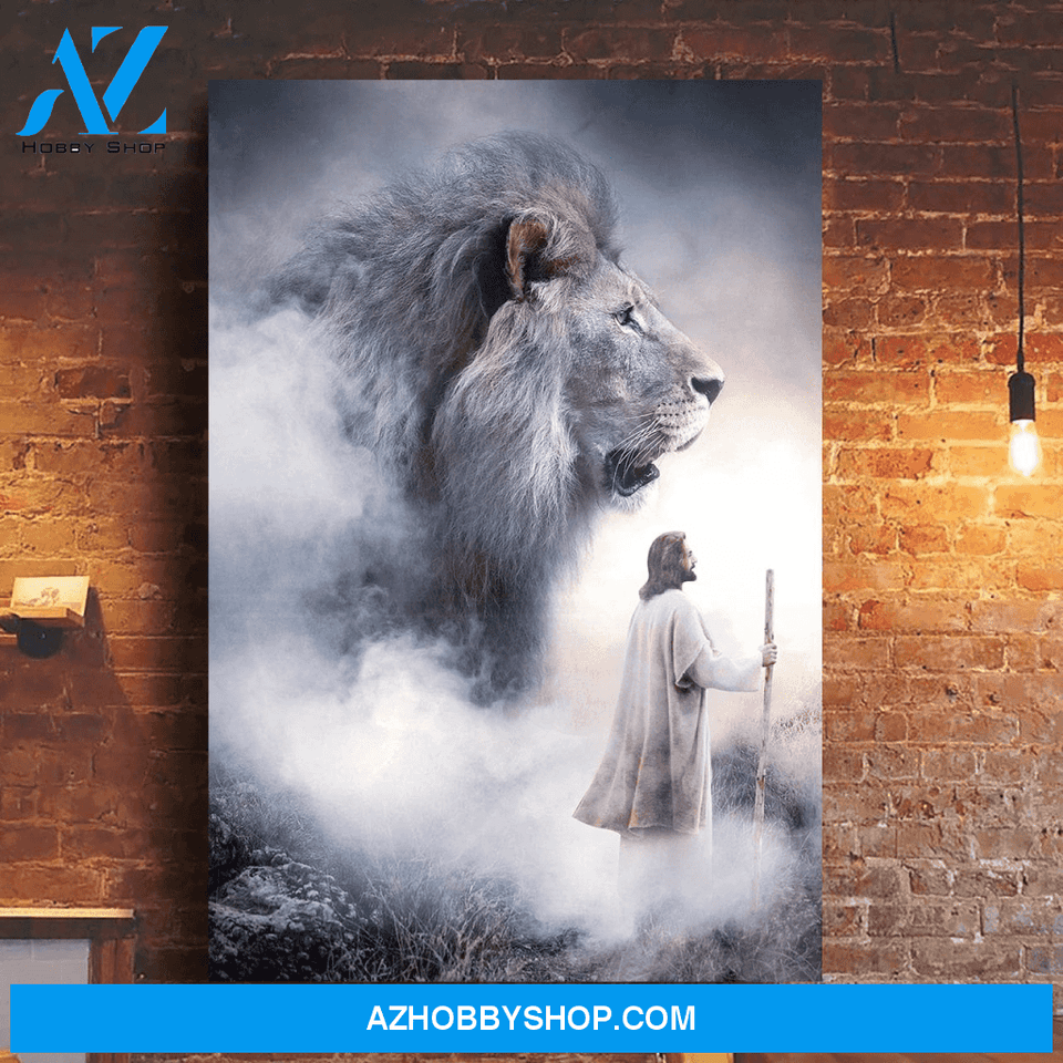 Jesus Portrait Canvas Wall Art - Jesus Wall Art - Jesus and Lion