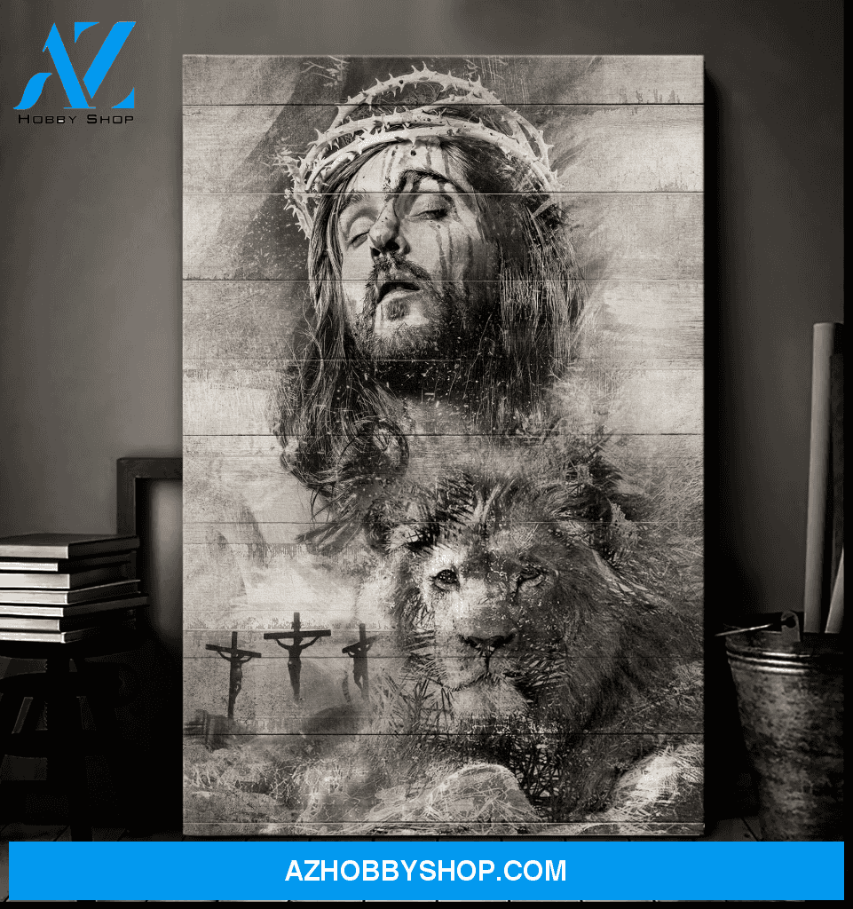 Jesus Portrait Canvas Wall Art - Jesus Wall Art - Jesus And Lion