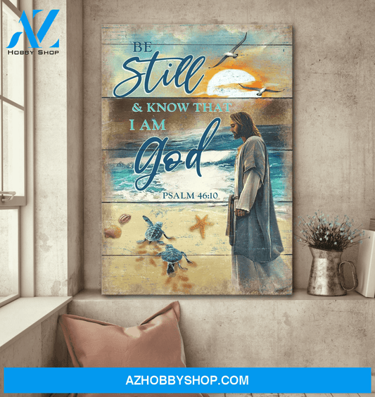 Jesus Portrait Canvas Wall Art - Jesus Wall Art - Be Still And Know That I Am God
