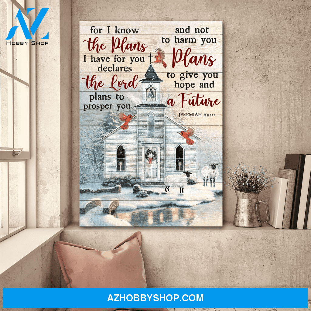 Jesus Portrait Canvas Wall Art - God Wall Art - Beautiful Church - For I Know The Plans I Have For You Jesus