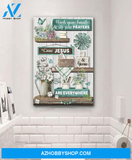 Jesus Portrait Canvas Wall Art - God Wall Art - Jesus - Blue Bathroom - Wash Your Hands And Say Your Prayers