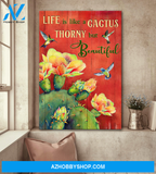 Jesus Portrait Canvas Wall Art - God Wall Art - Jesus - Brilliant Cactus With Hummingbird - Life Is Like A Cactus