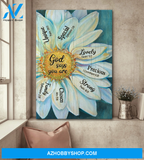 Jesus Portrait Canvas Wall Art - God Wall Art - Jesus - Brilliant White Flower - God Says You Are Unique Special