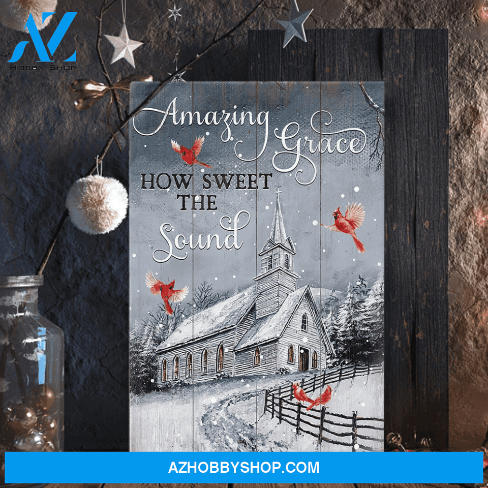 Jesus Portrait Canvas Wall Art - God Wall Art - Jesus - Cardinal - Farmhouse In Winter Forest - Amazing Grace