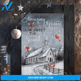 Jesus Portrait Canvas Wall Art - God Wall Art - Jesus - Cardinal - Farmhouse In Winter Forest - Amazing Grace