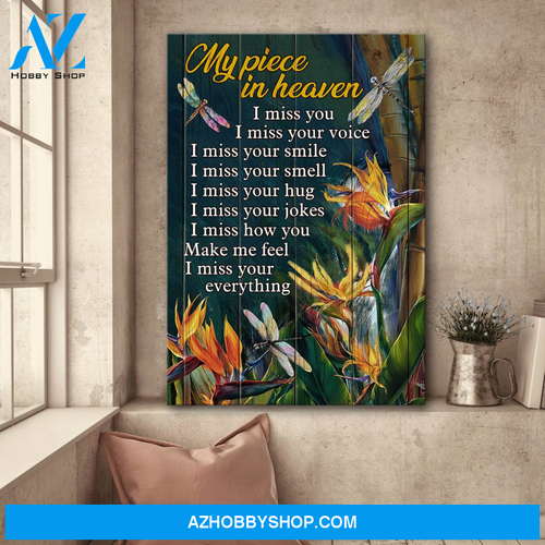 Jesus Portrait Canvas Wall Art - God Wall Art - Dragonfly And Flower, I Miss Your Everything