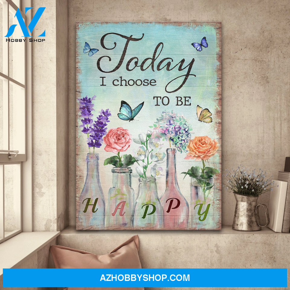 Jesus Portrait Canvas Wall Art - God Wall Art - Jesus - Flower - Today I Choose To Be Happy