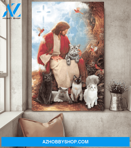 Jesus Portrait Canvas Wall Art - Jesus Wall Art - God And Cats