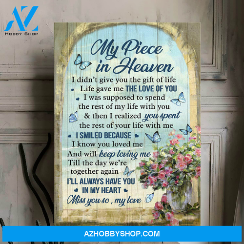 Jesus Portrait Canvas Wall Art - God Wall Art - Heaven - Butterfly And Rose - I'll Always Have You In My Heart