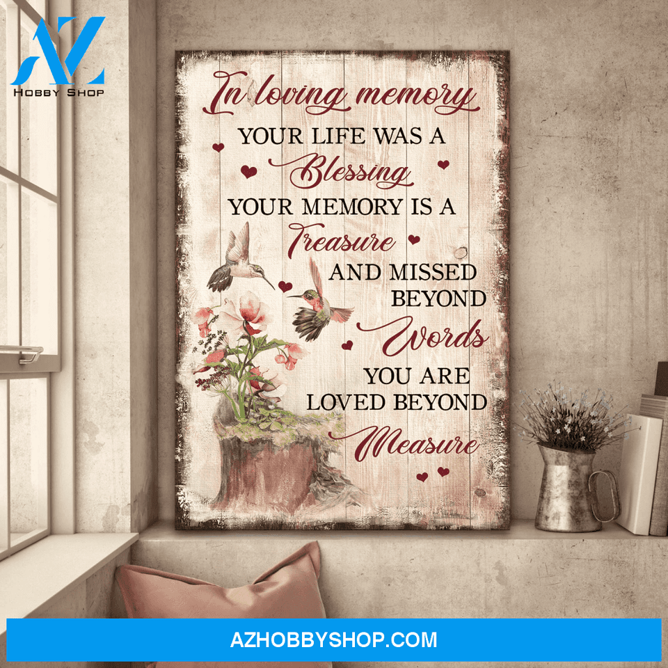 Jesus Portrait Canvas Wall Art - God Wall Art - Heaven - Couple Of Hummingbird - Your Life Was A Blessing