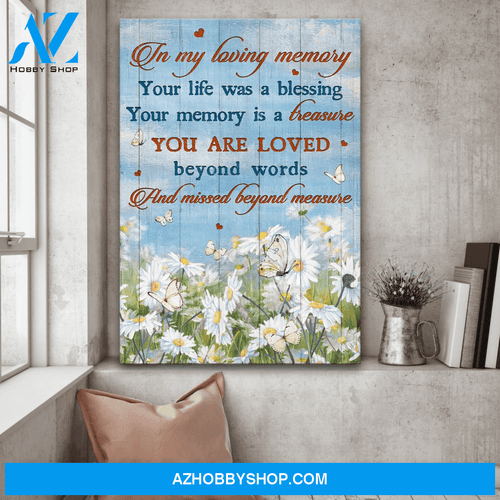 Jesus Portrait Canvas Wall Art - God Wall Art - Heaven - Field Full Of Daisy Flowers - Your Life Was A Blessing