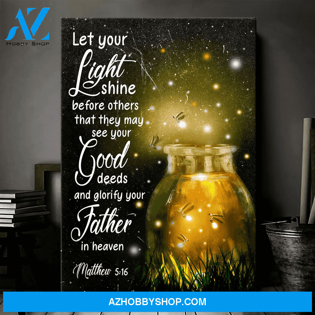 Jesus Portrait Canvas Wall Art - Jesus Wall Art - Let Your Light Shine