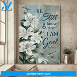 Jesus Portrait Canvas Wall Art - God Wall Art - Jesus - Lily With Hummingbird - Be Still And Know That I Am God