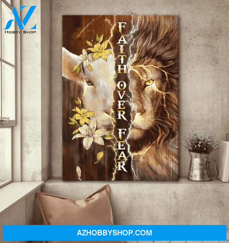 Jesus Portrait Canvas Wall Art - God Wall Art - Lion Of Judah And Lamb Of God, Faith Over Fear