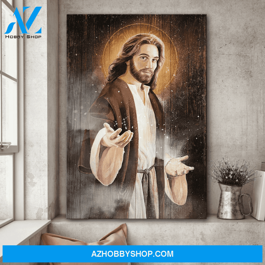 Jesus Portrait Canvas Wall Art - God Wall Art - Jesus Painting, Jesus Takes My Hand
