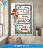 Jesus Portrait Canvas Wall Art - God Wall Art - Jesus - Red Tulip And Hummingbird - Having Somewhere To Go Is Home