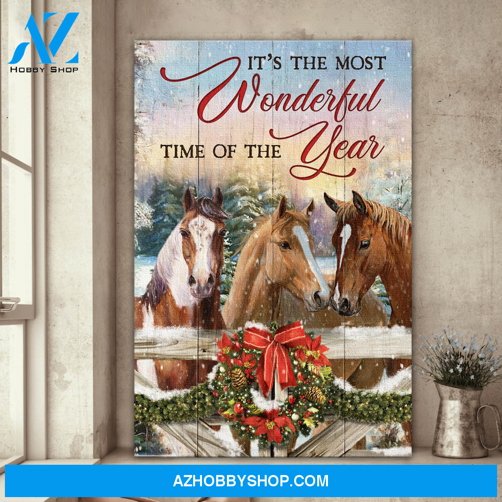 Jesus Portrait Canvas Wall Art - God Wall Art - Jesus - Stunning Horses - It's The Most Wonderful Time Of The Year