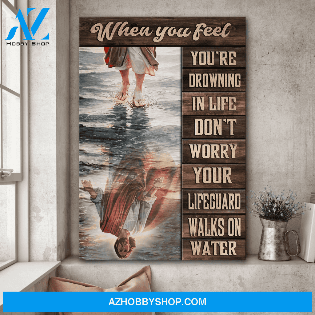 Jesus Portrait Canvas Wall Art - God Wall Art - Jesus Walks On Water