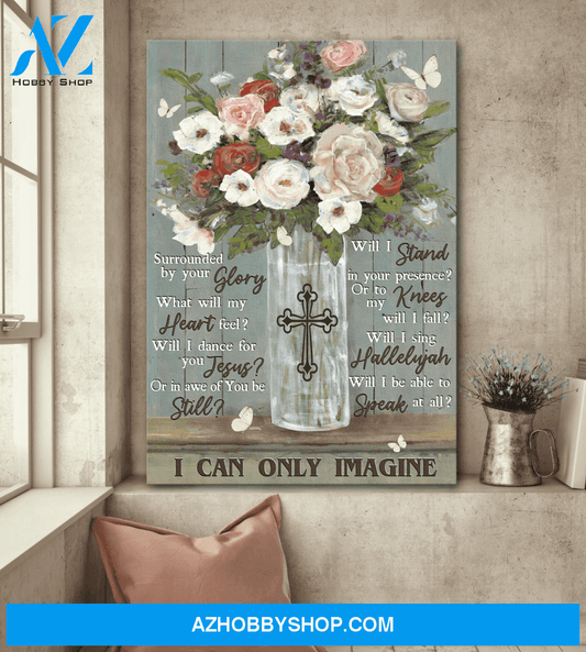 Jesus Portrait Canvas Wall Art - God Wall Art - Jesus - White Flower And Butterfly - I Can Only Imagine